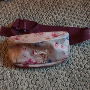 Herschel Supply Co. Pink Floral Belt Bag with Burgundy Strap